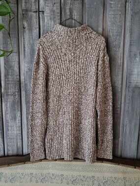 COBRA Vintage 90s Ribbed Knit Turtleneck Sweater M Brown White